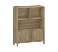 [en.casa] Aparador Alto Lukkodso con Compartimentos Mueble Auxiliar con 2 Puertas Variables Rectangular Armario Multiusos 103 x 80 x 28 cm - Efecto Roble Rústico