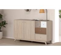 Aparador modelo Maia con diseño escandinavo 2 puertas y 4 cajones