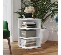 Aparador moderno con estantes abiertos, pequeño gabinete de buffet con almacenamiento abierto, mesa auxiliar de sofá para sala de estar, cocina, color blanco