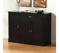 Aparador moderno y elegante con 3 puertas y un cajón, armario buffet para comedor, salón y vestíbulo, color negro