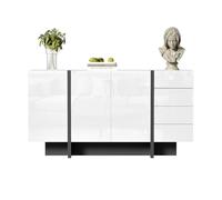 Aparador moderno y sencillo con 2 puertas y 4 cajones, fácil de limpiar, ideal para salón o comedor