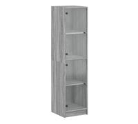 Aparador - mueble de almacenamiento con puertas de vidrio gris sonoma 35x37x142 cm es2135