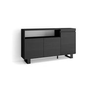 Aparadores para salón, gran capacidad de almacenaje, 150x35x87cm, 3 puertas, diseño industrial, estilo moderno, negro