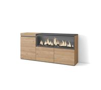 Aparadores para salón, gran capacidad de almacenaje, 158x35x75cm, 3 puertas, chimenea eléctrica xxl, estilo moderno, roble