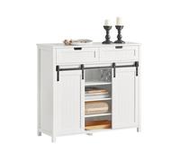 Aparador recibidor con puerta corrediza de granero armario de almacenamiento compartimento abierto blanco 104 x 35 x 93 cm fsb74-w sobuy 35 cm