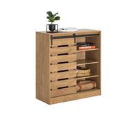 Aparador recibidor con puerta corrediza de granero, compartimento abierto gabinete de zapatos 80 x 35 x 89 cm natural fsb65-n sobuy