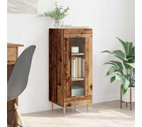 Aparador rectangular moderno de madera de ingeniería, 34 x 34,5 x 90 cm, almacenamiento con puertas aflorantes y asas doradas, diseño de patas de poste para salón