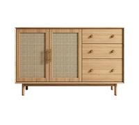 Aparador rústico Aparador Buffet, Gabinete de Almacenamiento Accent Kithchen con Puertas de Ratán, Gabinete Acento con Pies de Madera Maciza, Gabinete Aparador for Pasillo, Entrada, Sala de Estar Apar