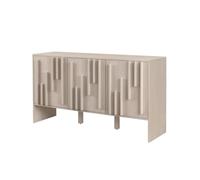 Aparador rústico Aparador contemporáneo con detalles verticales, puertas y estantes for cocina, gabinete de almacenamiento con credenza decorativa for sala de estar, comedor, dormitorio y pasillo Apar