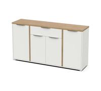 Aparador salón acces 3p roble hamilton y blanco mate 122 cm 86 cm