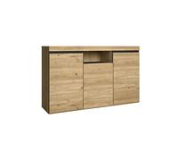 Aparador salón comedor despacho color roble/negro 3 puertas 1 hueco 81x140x40 cm, nórdico