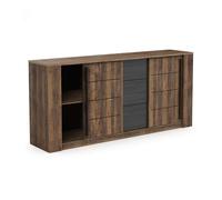 Aparador salón mónaco con almacenaje roble saloon y negro estructurado 206 cm