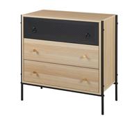 Aparador tysnes con 3 cajones 80x80x40cm - efecto roble/negro [en.casa]