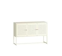 Aparador viitasaari con 3 puertas acero 120x40x80cm - blanco crema [en.casa]