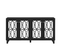 Aparador y Cómoda Negro con Espejo y Tiradores de Cristal, aparador vintage, aparador salón, para Sala de Estar, Dormitorio Negro Aosom España