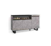 Aparadores para salón, gran capacidad de almacenaje, 150x35x87cm, 3 puertas, chimenea eléctrica, diseño industrial, estilo moderno, cemento
