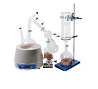Aparato De Vidrio Destilación Trayectoria Corta Laboratorio Tienda Con Agitación Magnética Y Manto Calefactor Trampa Fría 2L 5L La RotacióN Estable Mejora La EvaporacióN(2L)