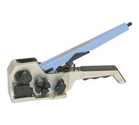 Aparato tensor y precintador para cintas de PP y PET manual, mecanismo de una palanca