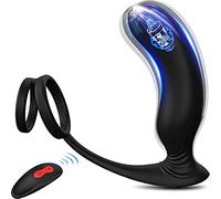 Aparatos de masaje de prostata Hombres con el Anillo de pene, Juguetes sexuales Enchufe del Extremo estimuladoras, Plug Anal vibracion 9 Modos vibrador para Hombres Parejas