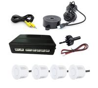 Aparcamiento asistido Kit Sensor Estacionamiento Video Asistencia Radar Marcha Atrás Automóvil Monitor Para Punto Ciego Automático Pantalla Digital Alarma Alerta Zumbador(White)