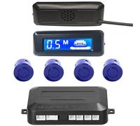 Aparcamiento asistido Radar Marcha Atrás Coche Sensor Aparcamiento Automático Parktronic LCD Coche Zumbador Advertencia 4 Sensores Aparcamiento Sensor Aparcamiento Radar Marcha Atrás(Blue)