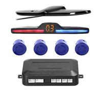 Aparcamiento Sistema Radar Kit Sensores Marcha Atrás con Radar para Coche Asistencia Aparcamiento Pantalla Distancia(Azul)