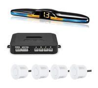 Aparcamiento Sistema Radar Sensor Aparcamiento Radar Marcha Atrás Trasero para Coche Retroiluminación Monitor Parktronic Kit Pantalla Detector Asistente 4 Sondas(Blanco)