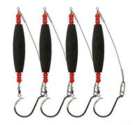 Aparejo flotante de bagre con bobinas de traqueteo y ganchos de acero de alto carbono, configuración de pesca de 4 piezas (negro)