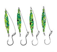 Aparejo flotante para bagre, 4 bobinas de pesca con diseño de traqueteo y alambre líder para cebo definitivo (verde)