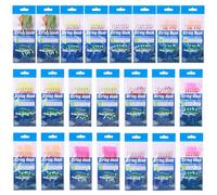 Aparejos de cebo de pesca de agua dulce, 22 paquetes, ganchos de plumas de piel de pescado con interruptores, señuelo de imitación de camarones en línea de nailon para aparejos de olor de caballa