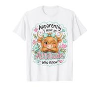 Aparentemente Tengo una Actitud Que conocía Highland Cow Farm Camiseta gráfica económica, Hombre, Blanco, S