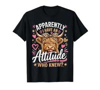 Aparentemente Tengo una Actitud Que conocía Highland Cow Farm Camiseta gráfica económica, Hombre, Negro, S