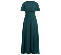 APART Fashion Damen Chiffon Jumpsuit, Tiefer V-Ausschnitt Abendkleid, Kurze Volant-Ärmel, Weites Bein Cape Style Hose, Elegantes Sommer Outfit, Ideal als Brautjungfern Kleid, Hochzeitsgäste Kleid
