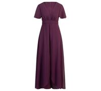 APART Fashion Damen Chiffon Jumpsuit, Tiefer V-Ausschnitt Abendkleid, Kurze Volant-Ärmel, Weites Bein Cape Style Hose, Elegantes Sommer Outfit, Ideal als Brautjungfern Kleid, Hochzeitsgäste Kleid