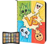 APARTACIN DE TARJETAS 3D para Pokmon - Impresionante diseo de tipos de PK elevado en 3D en cuero PU con cremallera - Incluye 9 pginas de bolsillo