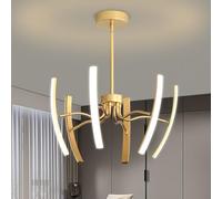Aparte de iluminación de la Isla de Cocina Lineal de 6 Luces Candeliers clásicos, lámpara de Cocina Dimmbale LED, luz Colgante de Sputnik Dorado con Cuerpo de lámpara rotable para el Dormitorio de la