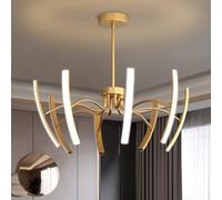 Aparte de iluminación de la Isla de Cocina Lineal de 6 Luces Candeliers clásicos, lámpara de Cocina Dimmbale LED, luz Colgante de Sputnik Dorado con Cuerpo de lámpara rotable para el Dormitorio de la