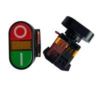 APBB 22mm APBB-22 y 25N AC ON/OFF START STOP 1NO 1NC 2 botones 22N interruptor de botón momentáneo de doble cabeza con lámpara LED amarilla(AC380V)