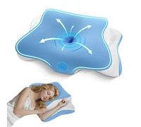 APCE Almohada Cervicales y Cuello Viscoelástica, Almohada Cervical Ergonómico Ortopédica para Soporte de Cabeza/Cuello/Hombro, con Funda de Almohada de Seda Refrescante Lavable, 66x39x10/13cm, Azul