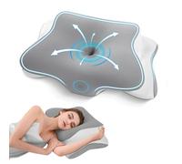APCE Almohada Cervicales y Cuello Viscoelástica, Almohada Cervical Ergonómico Ortopédica para Soporte de Cabeza/Cuello/Hombro, con Funda de Almohada de Seda Refrescante Lavable, 66x39x10/13cm, Gris