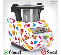 APCym Vinilo Adhesivo para Máquina Cocinar Monsieur Cuisine Connect de Lidl Mod. Corazones de Colores NEGRA