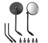 APEBAZY Espejo retrovisor para motocicleta, clásico retro de 10,16 cm, negro, redondo, espejo lateral de manillar con tornillos de 8 mm y 10 mm y ejes de metal para ATV, scooter, moto de cross