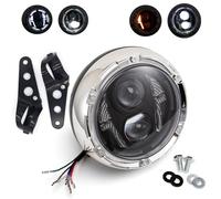 APEBAZY Faro delantero para motocicleta de 6,77 pulgadas con soporte Faro LED Faro redondo para motocicleta Certificado E Para Cafe Racer, Bobber y Chopper (Estilo 2)