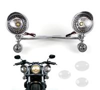 APEBAZY Universal faros auxiliares de moto custom LED con soporte 1 juego faros antiniebla para motocicleta cromados compatible con Shadow VT 750 1100