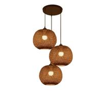 APELLACIÓN DE LUZ DE LUZ DE PARTIFICACIÓN BOHO DE 3 LUGAS BOHO V-INTAGE Bamboo Luz tejida Decoración del hogar Candeliers Farmhouse colgante de la granja con cordón ajustable para la sala de estar