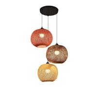 APELLACIÓN DE LUZ DE LUZ DE PARTIFICACIÓN BOHO DE 3 LUGAS BOHO V-INTAGE Bamboo Luz tejida Decoración del hogar Candeliers Farmhouse colgante de la granja con cordón ajustable para la sala de estar