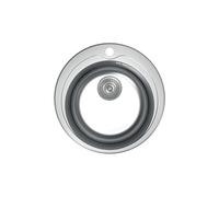 Apelson Fregadero Sobre Encimera Cubeta redonda Cocina ARC 38 Ø 48,5 cm Profundidad 16 cm Grosor 0,7 mm Accesorios Incluidos Color Gris Acero Inoxidable