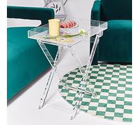 APENCHREN Mesa de Bandeja Plegable Pequeña de Acrílico Transparente, Escritorio Rectangular para Servir Bebidas para Oficina, Mesita de Noche para Sala de Estar y Dormitorio,Transparent