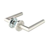 Aperit Manija de la puerta: manija de puerta de acero inoxidable par a roseta - redondo - mate - Juego de manillas para puertas interiores - Modelo T - EN1906 clase 3-49.206.06