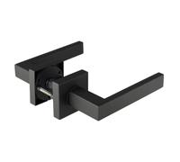 Aperit Manija de la puerta: manija de puerta de acero inoxidable recubierta con estructura fina de color negro, par de rosetas cuadradas - Juego de manillas para puertas interiores - Angular Modern